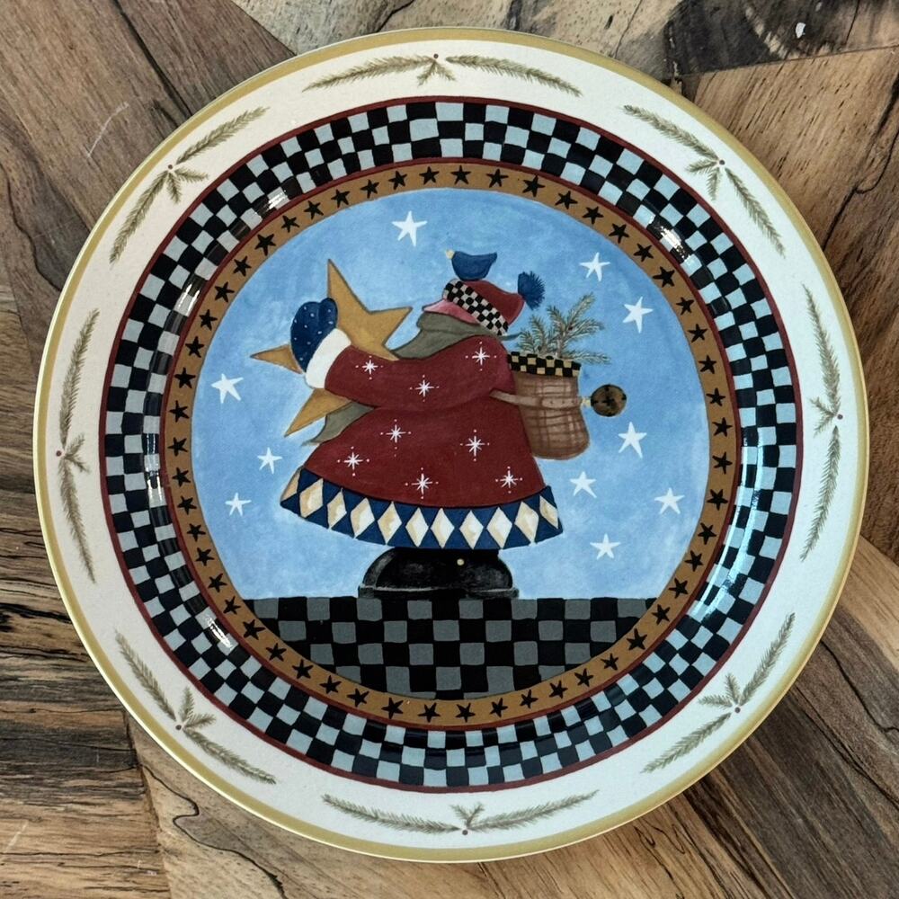 Williraye Studio Folk Art 8" Christmas Plate Santa with Star Winter 2000 Vintage